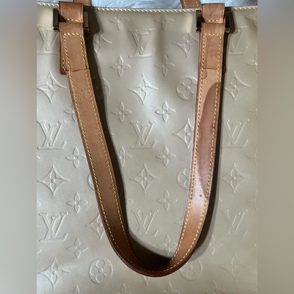 Authentic Louis Vuitton Vernis Columbus Shoulder Tote Bag Beige Vintage - Picture 15 of 15
